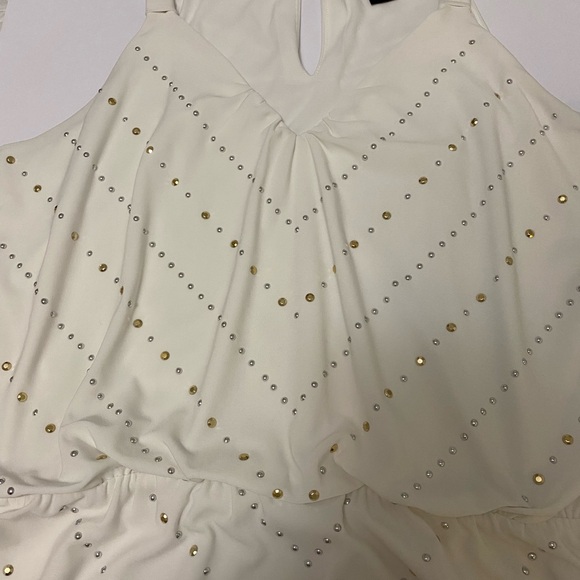 White House Black Market sleeveless dress with gold and silver beads, Size M - Picture 8 of 10